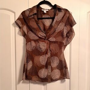 Sheer brown floral blouse
